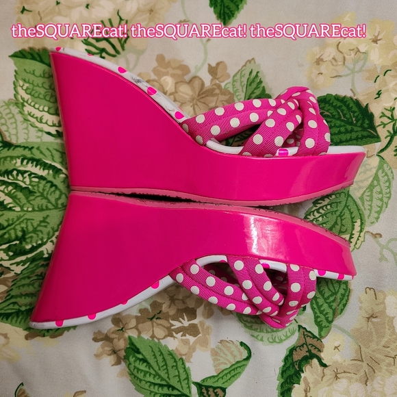 Vtg ๐ Betseyville ๐ platform polka dot pinup barbie princess party wedges!๐๐ - Picture 4 of 12